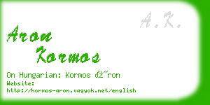 aron kormos business card